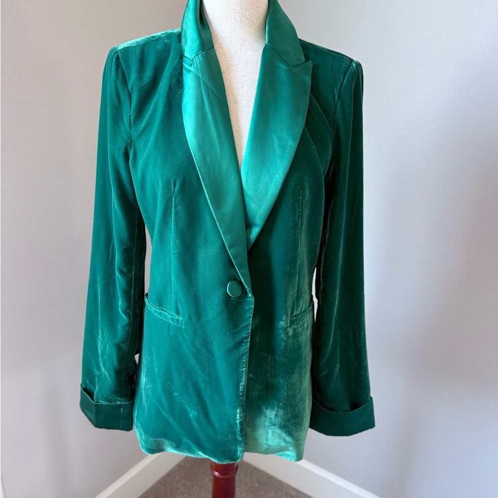 2 Piece Set!Jason Wu Green Velvet Women's Suit. Blazer/Satin Pants.